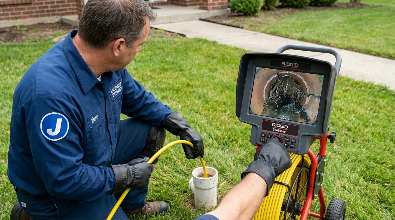 Sewer camera inspection being performed by Johns Plumbing LLC in Olathe